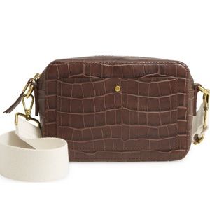 Madewell Transport Camera Bag Brown Croc Leather